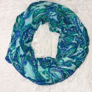 Lilly Pulitzer Blue and Green Paisley Scarf